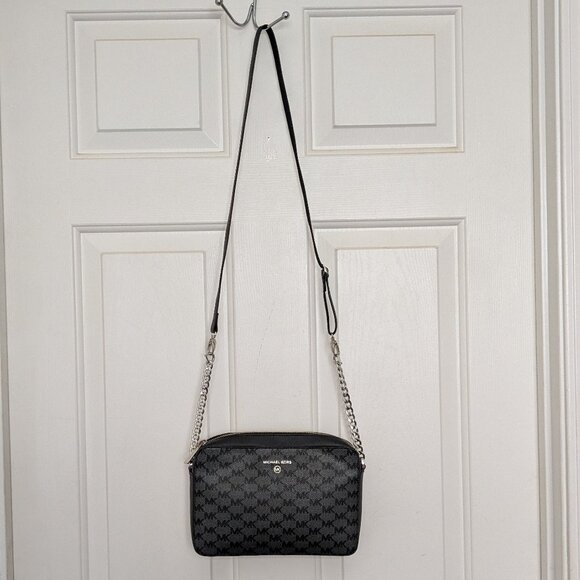 Michael Kors Jet Set Large East West Crossbody Black MK Signature . - Picture 4 of 15